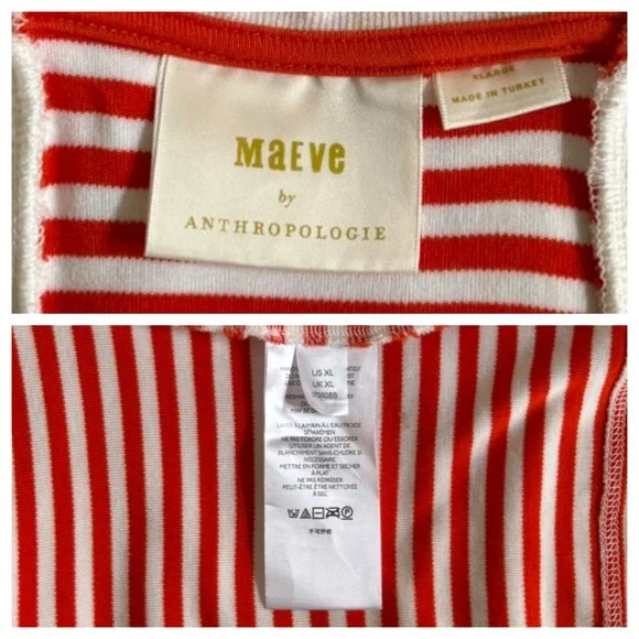 ANTHROPOLOGIE XL MAEVE V-Neck Tank Top • Racer Back Retro Stripe in Red Orange - Picture 5 of 10